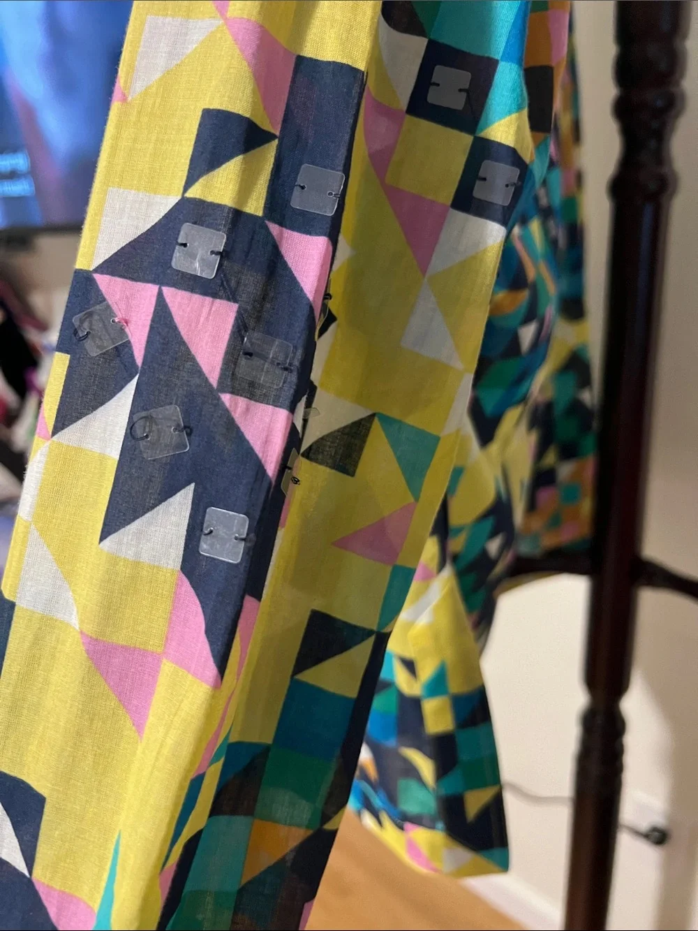 Tory Burch Multicolor Geometric V-Neck Long Sleeve Top